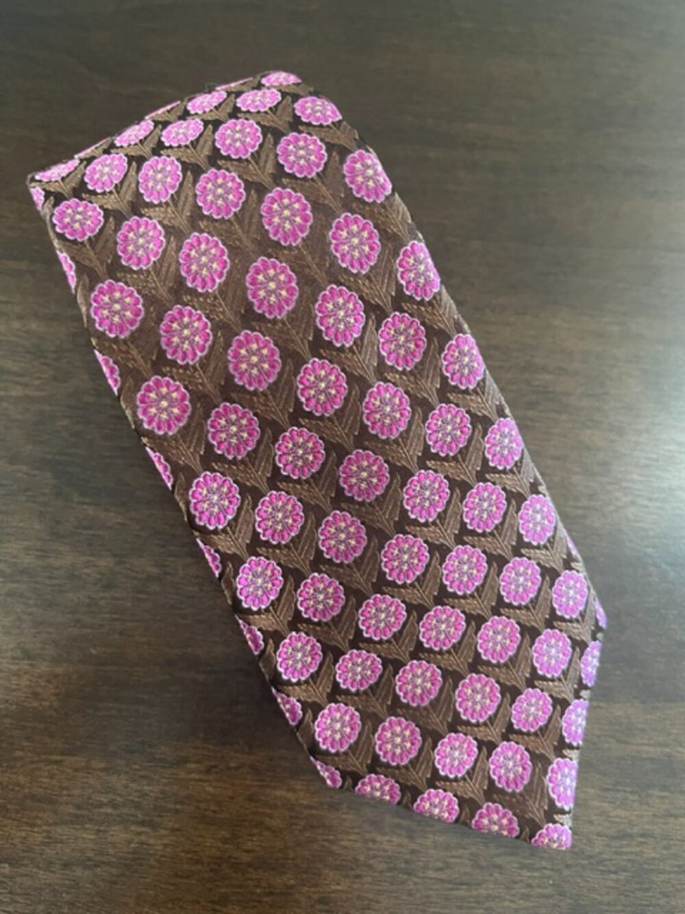 Robert Graham Silk Tie Brown Pink Floral Luxury Hand Sewn Knowledge Wisdom Truth